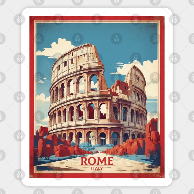 Roman Colosseum Rome Italy Vintage Tourism Travel Poster Sticker by TravelersGems